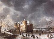Jan Abrahamsz. Beerstraten The Castle of Muiden in Winter oil on canvas